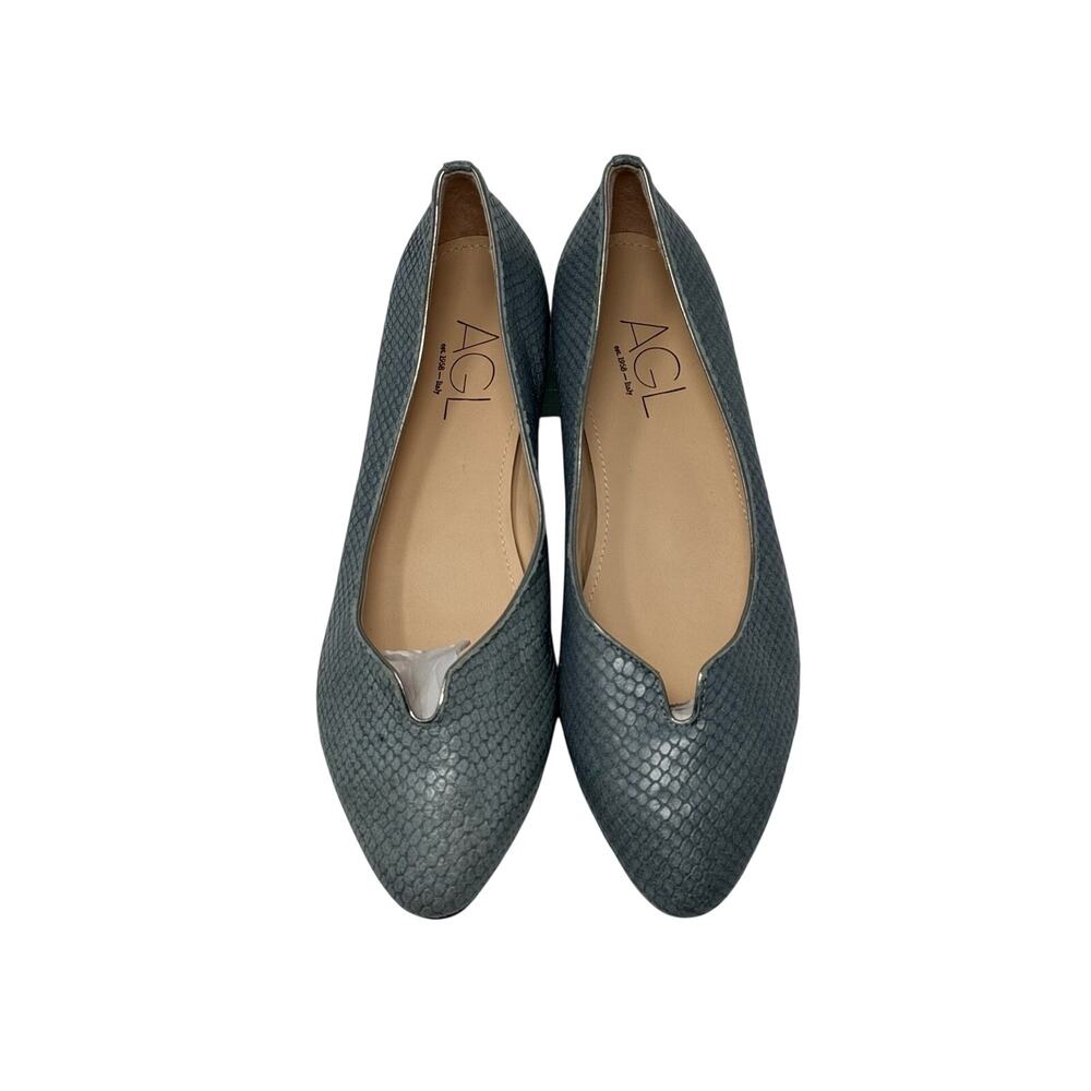 AGL Mimosa Snake Embossed Women’s Ballet Flat in Blue Grey Size 9.5